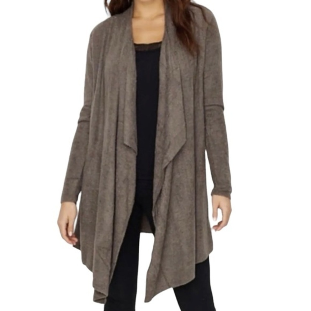 Barefoot Dreams Cocoa Brown Bamboo Chic Lite Island Wrap Open Waterfall Cardigan